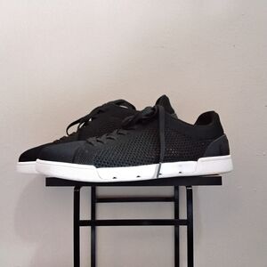 Swims Black Knit Lace-Up Sneakers with White Sole – Size 8 Women EUC